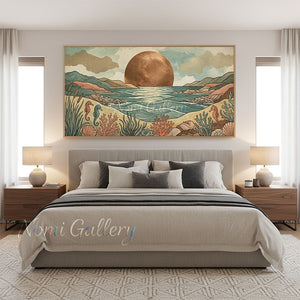 Handmade Boho Coastal Landscape Oil Painting #SS297