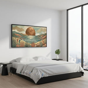 Handmade Boho Coastal Landscape Oil Painting #SS297