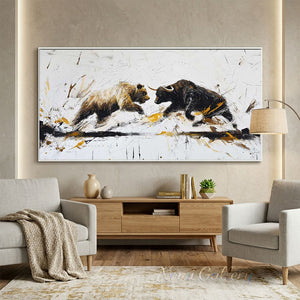 Modern Abstract Bull and Bear Oil Painting #SS299