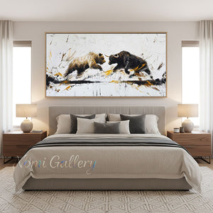 Modern Abstract Bull and Bear Oil Painting #SS299