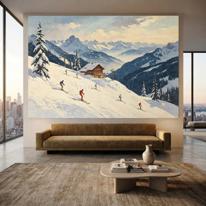Vibrant Alpine Ski Slope Oil Painting #NM515