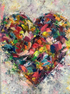 Abstract Heart Oil Painting | Handmade Love Themed Wall Art #SS062