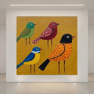 Colorful Textured Birds Painting #NM323