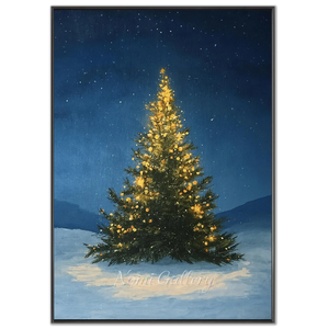 Magical Christmas Tree in Snowy Night Oil Painting #NM546
