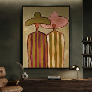 Handmade Minimalist Figurative Oil Painting, Retro Canvas #SS325