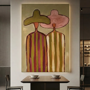 Handmade Minimalist Figurative Oil Painting, Retro Canvas #SS325