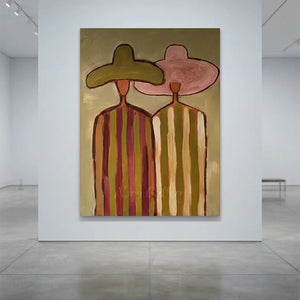 Handmade Minimalist Figurative Oil Painting, Retro Canvas #SS325