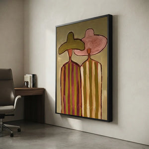 Handmade Minimalist Figurative Oil Painting, Retro Canvas #SS325