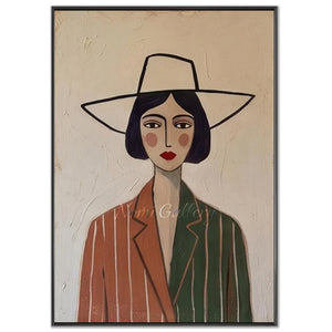 Minimalist Abstract Woman Portrait Oil Painting Canvas Art #AA009