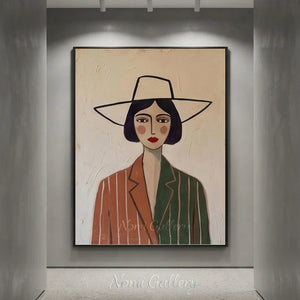 Minimalist Abstract Woman Portrait Oil Painting Canvas Art #AA009