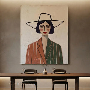 Minimalist Abstract Woman Portrait Oil Painting Canvas Art #AA009