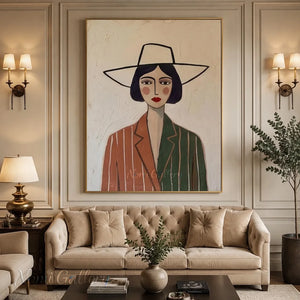 Minimalist Abstract Woman Portrait Oil Painting Canvas Art #AA009