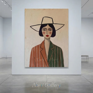 Minimalist Abstract Woman Portrait Oil Painting Canvas Art #AA009
