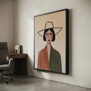 Minimalist Abstract Woman Portrait Oil Painting Canvas Art #AA009