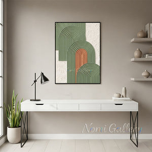 Modern Sage Green Arch Textured Canvas Art | Hand-Painted #SS201