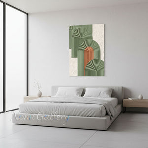 Modern Sage Green Arch Textured Canvas Art | Hand-Painted #SS201