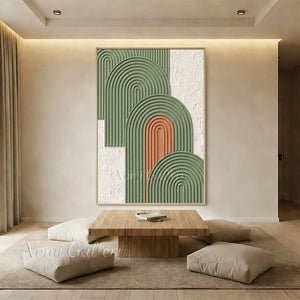 Modern Sage Green Arch Textured Canvas Art | Hand-Painted #SS201