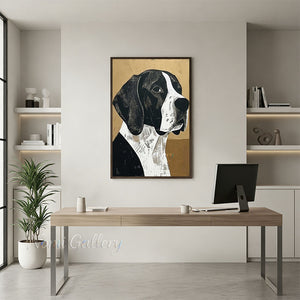 Hand-Painted Minimalist Black and Gold Dog Abstract Canvas Art #SS205