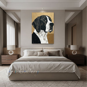 Hand-Painted Minimalist Black and Gold Dog Abstract Canvas Art #SS205