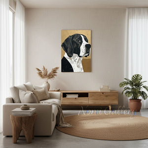 Hand-Painted Minimalist Black and Gold Dog Abstract Canvas Art #SS205