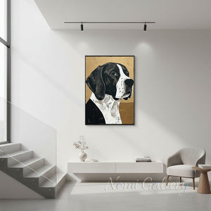 Hand-Painted Minimalist Black and Gold Dog Abstract Canvas Art #SS205