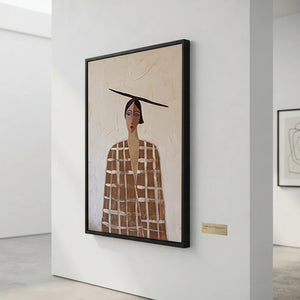 Minimalist Beige Female Portrait Painting | Abstract Modern Canvas #AA012