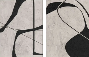 Modern Wabi Sabi Geometric Lines 3D Textured Diptych Oil Art #SS077