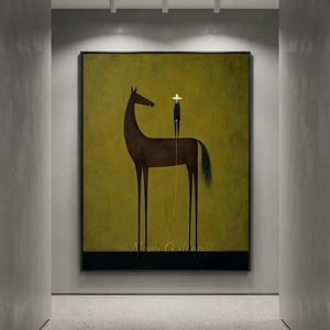 Handmade Minimalist Equestrian Oil Painting #SS326