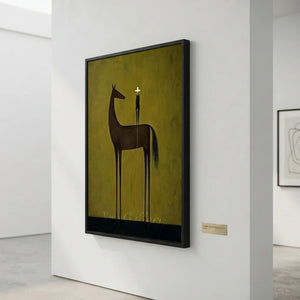 Handmade Minimalist Equestrian Oil Painting #SS326