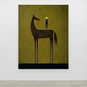 Handmade Minimalist Equestrian Oil Painting #SS326