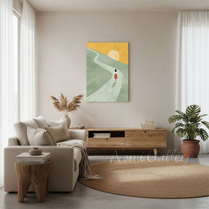 Minimalist Path to Sun Hand-Painted Textured Landscape Oil Painting #SS206