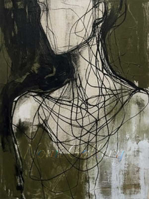 Abstract Expressive Line Figure Hand-Painted Textured Oil Painting #SS207