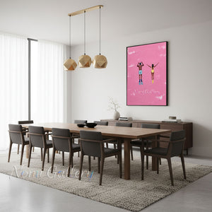 Minimalist Pink Swimmers Painting | Modern Impasto Wall Art #SS278