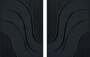 Minimalist Black Zen Texture 2-Piece Set Hand-Painted 3D Wall Art #SS100