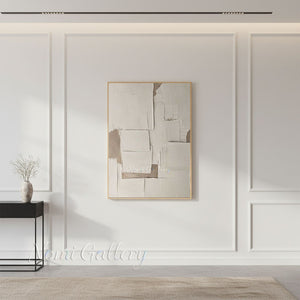 3D Heavy Impasto White Abstract Geometric Oil Painting #SS202