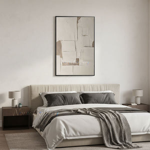 3D Heavy Impasto White Abstract Geometric Oil Painting #SS202