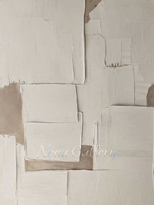 3D Heavy Impasto White Abstract Geometric Oil Painting #SS202