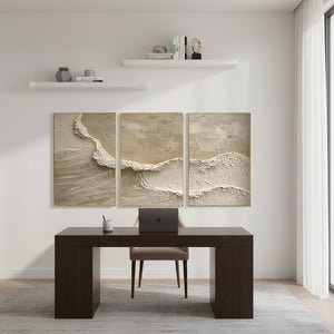 Hand-Painted Beach Wave Texture 3-Piece Abstract Ocean Wall Art #SS097
