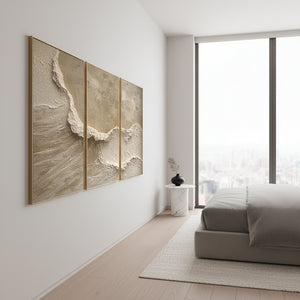 Hand-Painted Beach Wave Texture 3-Piece Abstract Ocean Wall Art #SS097
