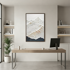 Minimalist Snow Mountain Oil Painting - 3D Textured Wall Art #SS087