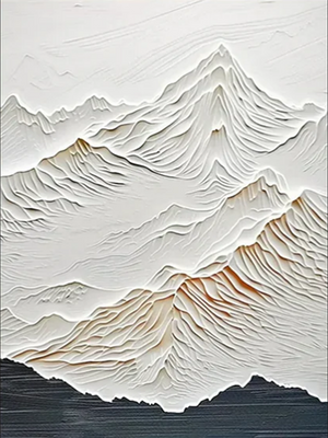 Minimalist Snow Mountain Oil Painting - 3D Textured Wall Art #SS087