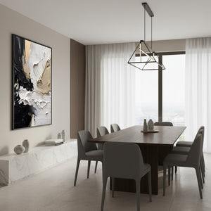 Luxury Gold & Black Impasto Oil Painting - Handmade 3D Texture Art #SS063