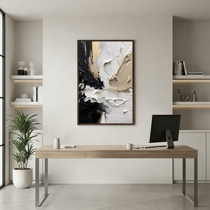 Luxury Gold & Black Impasto Oil Painting - Handmade 3D Texture Art #SS063