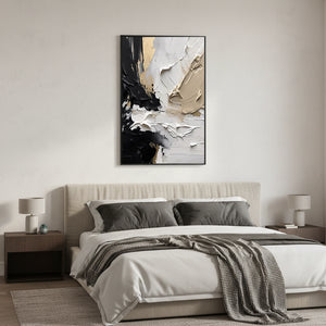 Luxury Gold & Black Impasto Oil Painting - Handmade 3D Texture Art #SS063