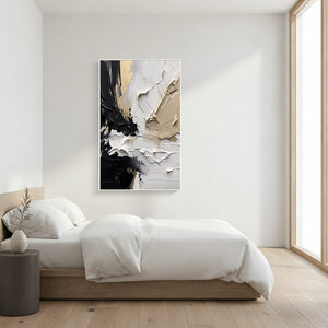 Luxury Gold & Black Impasto Oil Painting - Handmade 3D Texture Art #SS063