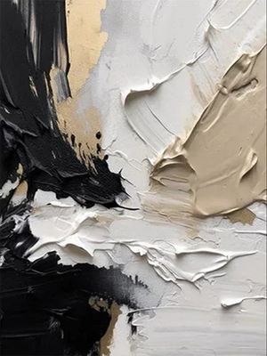 Luxury Gold & Black Impasto Oil Painting - Handmade 3D Texture Art #SS063