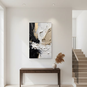 Luxury Gold & Black Impasto Oil Painting - Handmade 3D Texture Art #SS063