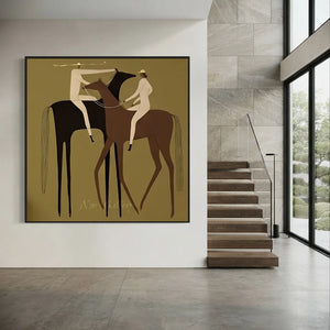 Modern-Abstract-Two-Rider-Horse-Art-for-large-Staircase-wall-06.webp