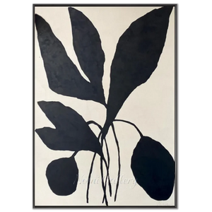 Modern-Black-Leaf-Canvas-Art-black-frame-02.webp