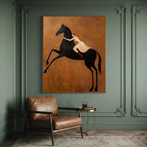 Modern-Romanticism-Black-Horse-for-vintage-style-wall-03.webp